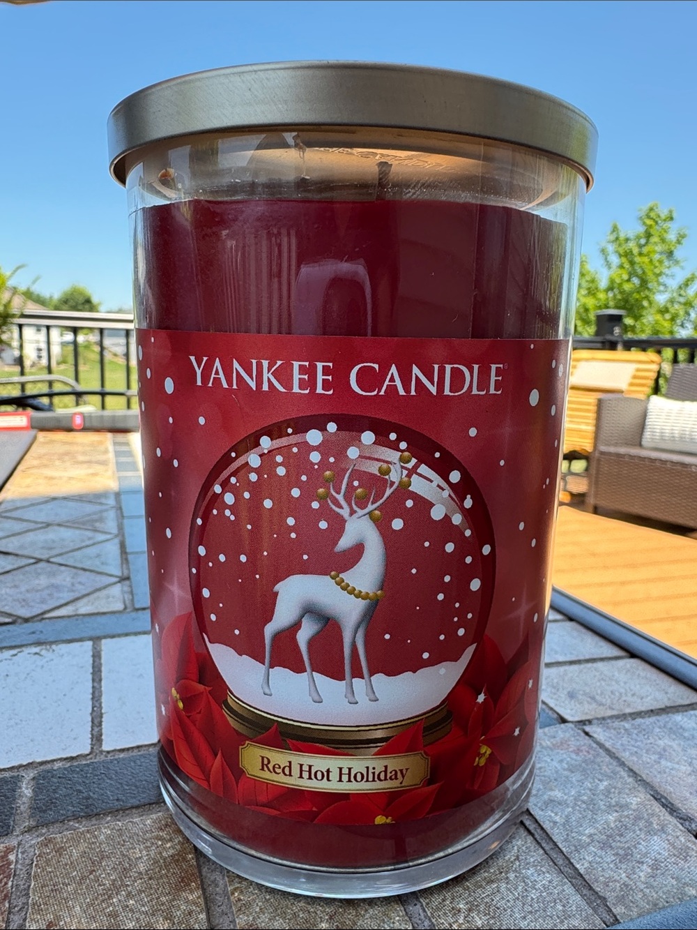Yankee Candle Red Hot Holiday Jar Candle in Deep Red